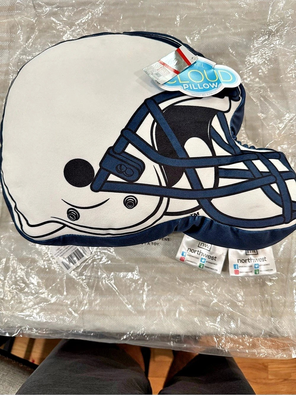 Penn State Football Helmet Cloud Pillow White & Blue